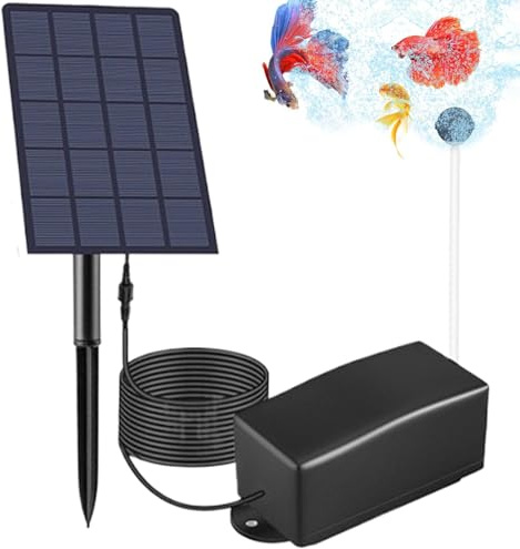 Bomba solar para estanque, aireador solar para estanque 6V 2W 2 piedras de burbujas de aire Bomba impermeable IP64 con cable de conexión de 118 pulgadas Aireador de aire al libre para peces, con