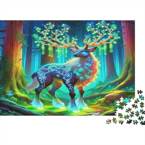 Hjort skog fantasy pussel 1 000 bitar papper för vuxna ljus magisk stil pusselspel 1000 bitar avslappnande hem gåva 70x50cm/1000st
