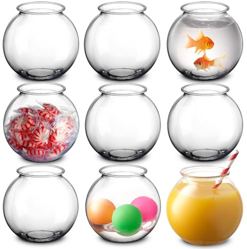 JoyServe 16 Oz Plastic Fish Bowl (12 Pack) 4 Inch Heavy Duty Plastic Sweet Bowl, for Candy, Party Games, Prizes, Centerpieces and Party Decoration Supplies, BPA-Free