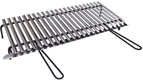Fonderia Bongiovanni Parrilla para chimenea | Parrilla para barbacoa | de acero | Parrilla inoxidable para barbacoa con recuperación de aceites (80 x 50 cm)