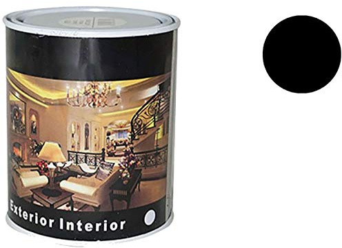 H HANSEL HOME Pintura Esmalte al Disolvente para Madera y Metal, Pintura Alquidica de Rápido Secado para Superfícies Interiores y Exteriores(Negro Satinado, 375 ML)
