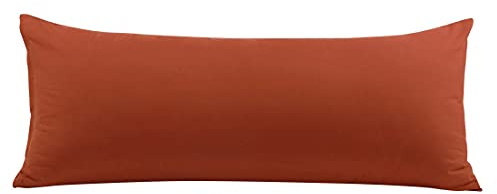 PiccoCasa Taie de Traversin Housse de Traversin Taie d'oreiller Fermeture éclair en Microfibre Brossée Orange 51cmx140cm