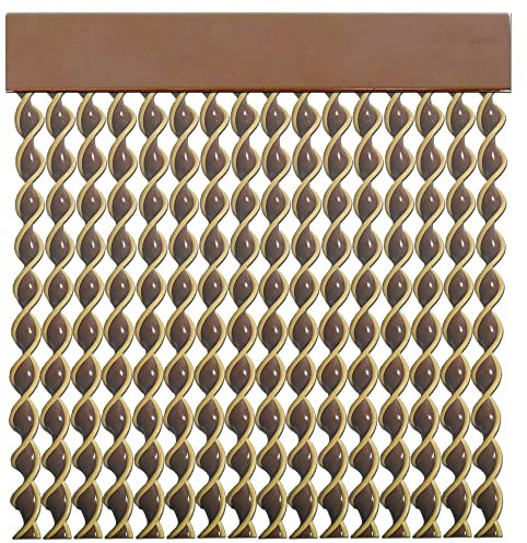 Cortinas Exterior Puerta de Cordon | 96 Tiras Plastico PVC y Barra Aluminio | Ideal para Terraza y Porche | Antimoscas | MARRON-BEIGE | 210 * 120