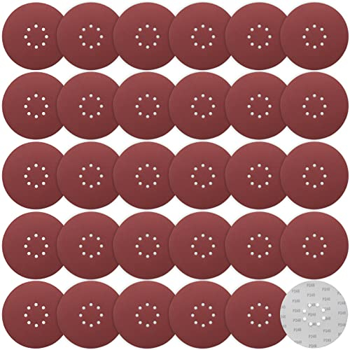 STEBRUAM 225 mm Sanding Discs 240 Grit, 30 Pieces Orbital Sander Discs 9 inch 225 mm large Hook and Loop Sanding Discs 8 Holes Round Sandpaper Sheet for Grinding Giraffe, Drywall Sander Sanding Pads