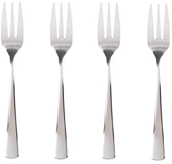 Invero Set of 4 Mini Dessert Fork Set - Mirror Polished Cutlery Starter Forks for Home Kitchens, Restaurants or Bars - Ideal for Desserts, Starters, Pastries, Fruit Salads and More - 15cm