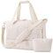 ETRONIK Sporttasche Reisetasche Damen, Weekender mit Schuhfach & Nassfach, Sport Travel Bag Weekender Damen für Reisen Gym Yoga, Handgepäck Tasche für Flugzeug, Bestickt Beige, Mittel