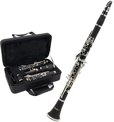 StarQuest SQ-CL250 Clarinet Set For Beginners, Protective Hard Case, Reed, Cleaning Cloth & Gloves Included, Nickel-Plated Keys & Durable ABS Construction