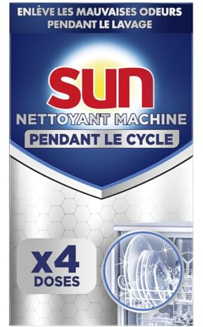 SUN - Nettoyant Lave-Vaisselle Classique - 4 Doses - enlève les mauvaises odeurs pendant le lavage - enlève les graisses incrustées