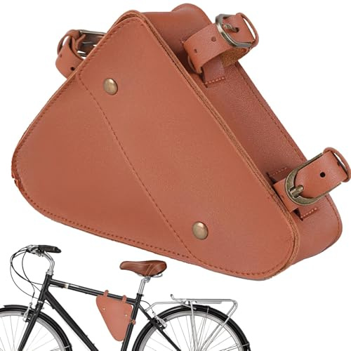 Borsa da telaio, borsa da bici triangolare | Borsa da bici triangolare in pelle per ciclismo - Borsa per tubo superiore sotto il sedile, borsa per riporre il ciclismo, tasca sulla trave anteriore di g