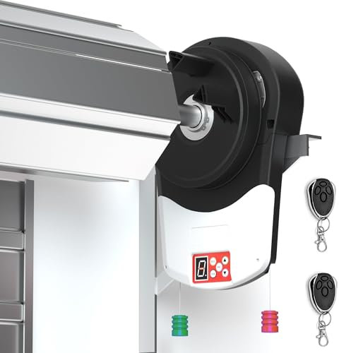 Ouvre-porte électrique enroulable avec moteur intégré et 2 télécommandes, idéal pour garage, entrepôt, ferme, grange