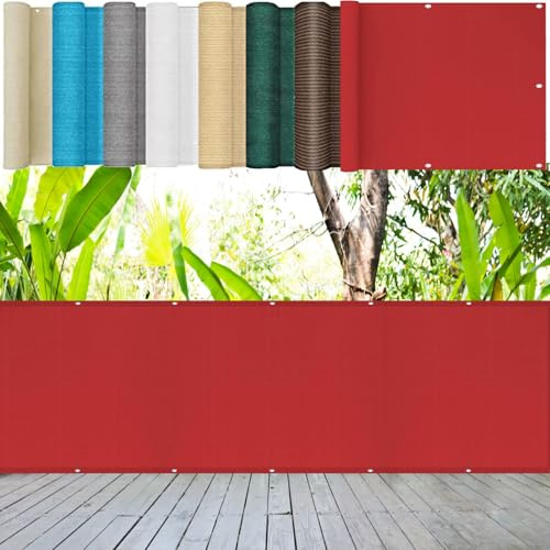 Pantalla de Balcón 115 x 250 cm 220G/M² Densidad HDPE UV Protección Transpirable, Fácil Instalación Pantalla HDPE para Balcón para Jardín, Vayas O Piscina, Rojo
