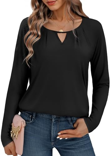 Gyabnw Ropa Mujer Camiseta Mujer Manga Larga Top Básico de Cuello Redondo Camiseta Elegantes y Cómodos Moda Tshirt