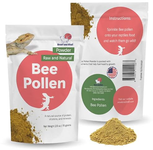 Bee Pollen Powder for Reptiles – Natural Appetite Booster & Vitamin Supplement – Dusting Powder for Feeder Insects & Salads – All-Natural Reptile Food Topper – 2.5 oz