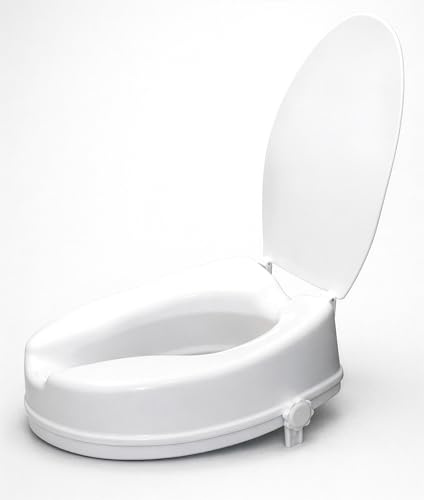Aidapt Raised Toilet Seat.Elevated Seat Riser for Elderly,with or Without Lid, 2”,4” or 6” in Height.Post Surgery Recovery,Easy to Fit,Secure,Disability,Mobility,Hip Surgery,190kg Weight Limit