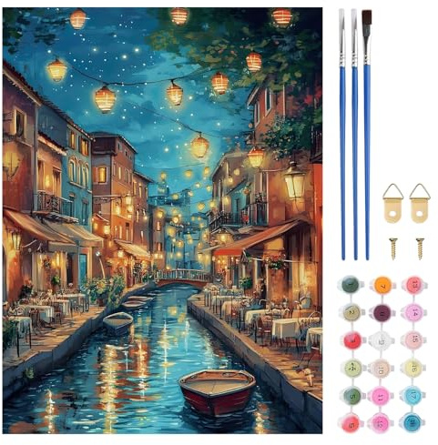 TLIOBLO DIY Paysage Peinture par Numéros pour Adulte, DIY Peinture pour Adultes Enfants Débutants Facile sur Toile avec Peintures et Pinceaux, Décor Maison Cadeaux 30x40cm