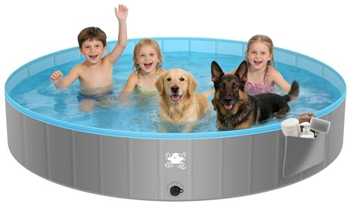 BuntWunder Piscina Pieghevole per Cani, Piscine per Cani Grandi e Piccoli, 160 X 30 cm, Antiscivolo, Portatile, Rigida, Piscina Cane per Animali Bambini (160)