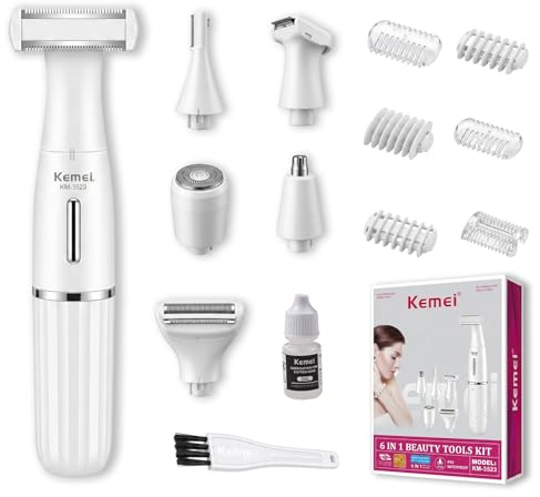 KEMEI 3523 Afeitadora Eléctrica Mujer 6 en 1,Recortadora Corporal Femenina
