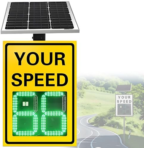 SDTOOP Señales Digitales De Detector Velocidad Rader, Señal Visualización Radar LED con Energía Solar, Resistente Al Agua Ip65, Límite Máximo Ajustable For Seguridad Vial(Yellow,24”*35“)