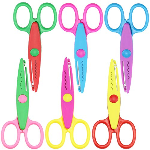 Lot de 6 ciseaux créatifs à bords colorés pour travaux manuels Motif vague Utilisés pour les bords de photo Papier coloré Coupe de papier pour enfants Design créatif