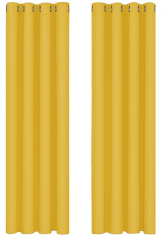 Deconovo Thermal Insulated Eyelet Blackout Curtains for Bedroom 66 x 90 Inch Mellow Yellow 2 Panels
