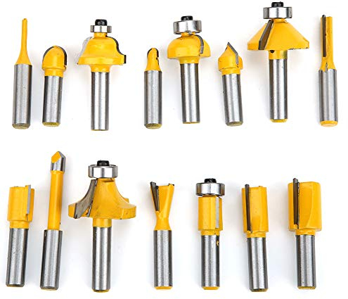 15 Stück/Set Hartmetall-Fräser, YG8 Hartmetall-Fräskit YG8 mit Aufbewahrungsbox(8mm Shank Router Bit with Box)