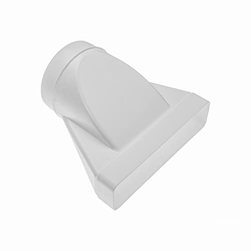Vent Systems 220 x 55 mm bis Ø125 mm Adapter – Weißer Kunststoff-Entlüftungskanalverbinder, rechteckig zu rund – Hitzebeständig, langlebig Reduzierstück für Klimaanlagen, Badezimmer, Küche