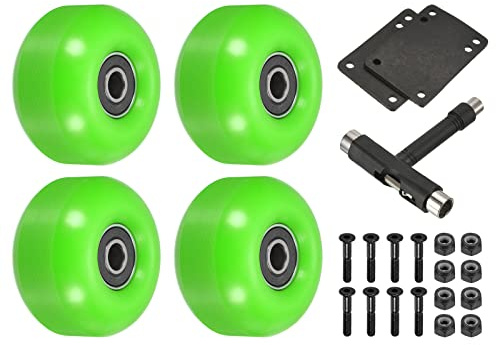 PATIKIL 52mm Skateboard Wheels and Bearings Set, 4 Pack Street Wheels for Skateboards Cruiser Wheel Replacement 95A, Green Black