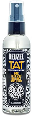 Reuzel Shine Tattoo Spray - Delivers Instant Color Pop - Fast Absorbing, Non Greasy Formula - Leaves Skin Soft with Youthful Appearance - Protects Tattoos from Sweat - Vegan - Paraben Free - 100 ml