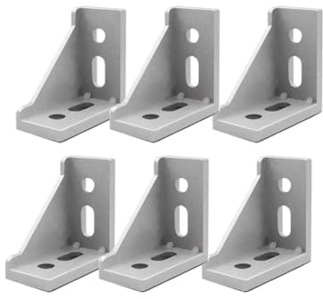 Högervinkelfästen, Lokatall 6 st hörnfästen L-formade foderfästen 90 graders hörnkontakt 3060 aluminium extruderingsprofil hårdvara för gör-det-själv-projekt fixerar profiler, 58 x 29 x 58 mm