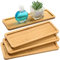 4 Pcs Bamboo Trays 28x10x1cm Rectangular Bamboo Serving Tray Wood Serving Platter Flower Plant Succulent Pot Holder Succulent Planter Tray for Kitchen Dining Snack Fruit Pastries Chocolate