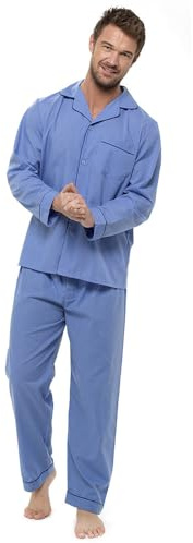 GM Apparel Mens Pyjama Set PJ Traditional Summer Pyjamas Men 2 Piece Bottoms Tops Pjs Lightweight Nightshirts Cotton (BLUE-M)