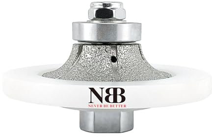 NBB Fresas para corte de chaflanes de diamante Rueda perfiladora diamante con guía cubierta más grande y M14 broca para perfilar porcelana baldosa cerámica granito mármol piedra (Half-Bullnose B15)