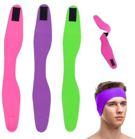 ZORTVUL 3 Stück Schwimm Ohrband, Hochelastisches wasserdichtes Stirnband, Erwachsene Schwimmen Ohr Stirnband, Kinder-Schwimmstirnbänder, Elastische Neopren Haarband