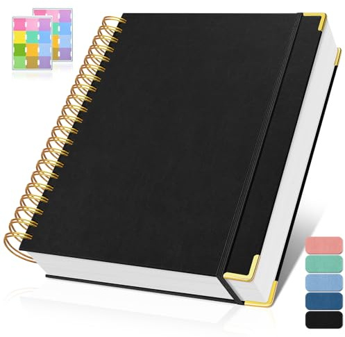 Rutat anteckningsblock, spiralbundet rutat anteckningsblock, inbunden läderjournal 300 sidor, 100 gsm tjockt rutpapper anteckningsblock, A5 litet rutat anteckningsblock/journal för kvinnor och män