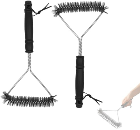 KYLOS Lot de 2 Brosses de Nettoyage pour Grilles - Poils Acier Inoxydable et Manche 30 cm - Nettoyage Intensif Barbecue, Four et Plans de Cuisson - Résistante à la Chaleur