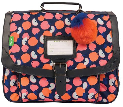 Tann's Schulranzen 35 cm Sofia Rosa – bedruckt mit Obst und Pompon Apfel – Schulranzen für Mädchen, 1 Zwickel – CP