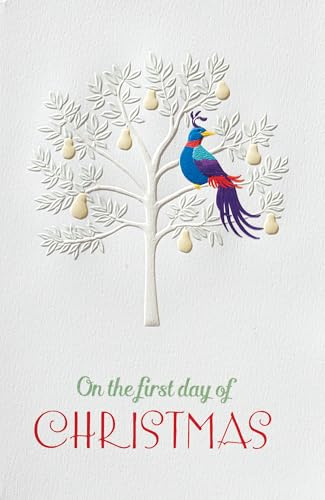 Pumpernickel Press Embossed Christmas Greeting Cards Boxed Set – Partridge Pear Tree II, 16 Count