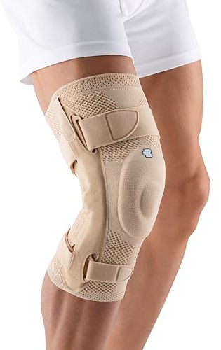 BAUERFEIND GenuTrain S - Kniebandage - Uni - zur erhöhten Stabilisierung des Kniegelenks nach Verletzungen, Operationen oder bei chronischen Erkrankungen wie Knie-Arthrose oder Arthritis - Rechtes