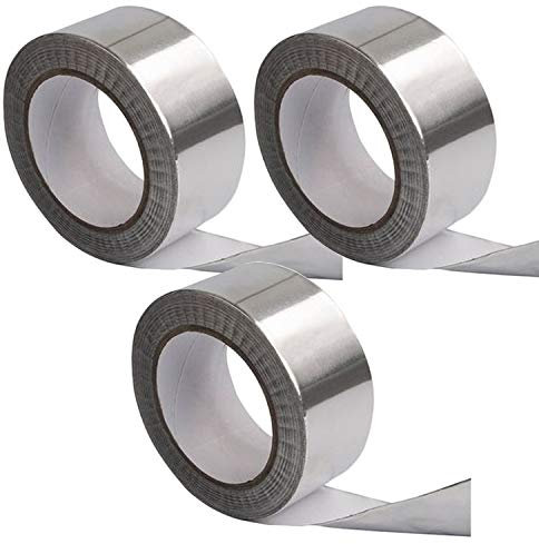 Cosyspace 48mm x 50m Aluminum Foil Tape | Conductive, High Temp Heat-Resistant Foiled Tape Rolls for HVAC Repair, Ducts, Insulation, Dryers, Jewelry Making & Crafts (3 Pack)