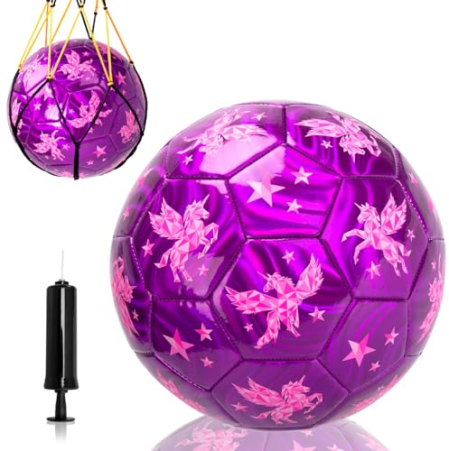 INPODAK Fussball Kinder, Fußball Größe 3, Einhorn Fußball für 2 3 4 5 6 7 8 Jahre alt, Mädchen Fussball, Kinderball Fußbälle, Freizeitball Training Ball Drinnen Draußen Junge