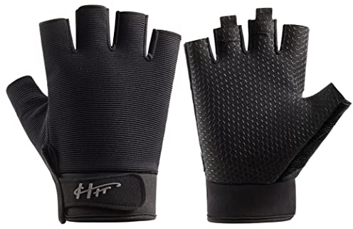 SUJAYU Guanti senza dita, guanti da pesca, guanti da pagaia, vela, canottaggio, kayak, guanti da acqua, sportivi, guanti da pesca, uomini e donne (nero, S)