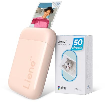 Liene Photo Printer, 2x3 Mini Instant Portable Color Mono Picture Printer w/ 50 Zink Adhesive Paper, Bluetooth 5.0, Compatible w/iOS & Android, Small Photo Maker for iPhone, Smartphones, Pink