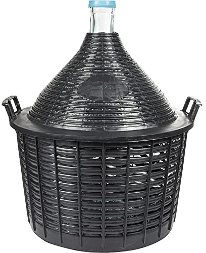 DIAH DO IT AT HOME 25L Glass Demijohn Carboy in Protective Plastic Basket - Large Narrow Neck Balloon Fermenter for DIY Winemaking, Cider & Beer - Heavy Duty Glass Vessel with Handles
