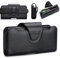nuoku Handytasche Gürtel für iPhone 15 14 13 12 11 Pro Max Serie, Handy Gürteltasche Leder für S22 Plus/S21 Plus/S20 Plus, Doppelte Handyhülle für Zwei Handys mit Separatem Kartenhalter