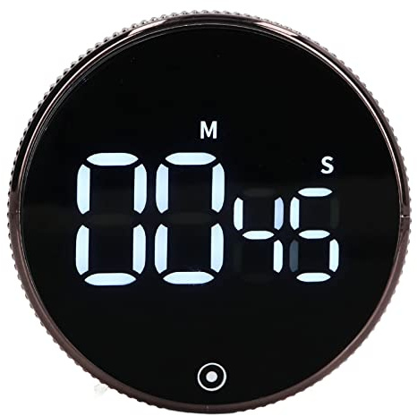 Aramox Kökstimer, Roterande Magnetisk Digital Nedräkningstimer med LED, Tyst, Svart, för Barn och Studier