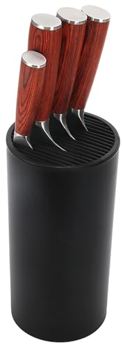 1 Piece Universal Knife Block, Plastic Storage, Round Bracket, Kitchen Knife Rack (Black)