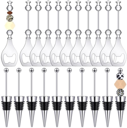 Sunnychicc 20 Beadable Items, Beadable Wine Stopper and Bottle Opener Kit