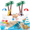 Dawumin Lot de 32 mini chaises de plage - Mini chaise longue - Parasol - Petit palmier - Décoration d'été - Mini coquillage - Accessoire de plage d'été - Jouet de plage pour bricolage - Décoration de