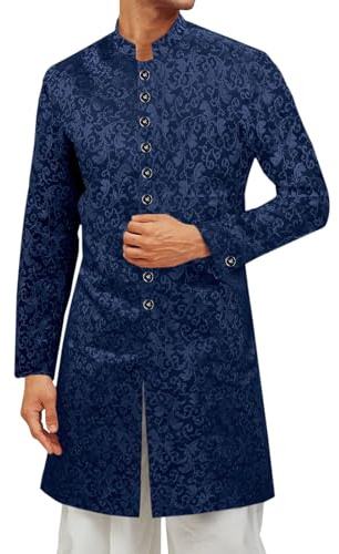 Runcati Mens Kurta Sherwani Coats Kaftan Indian Ethnic Royal Suits Mandarin Collar Wedding Festive Party Blazer