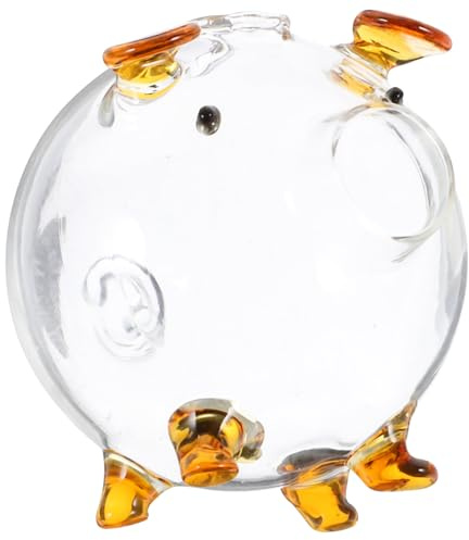 HOODANCOS Hucha de Cerdito Transparente de Vidrio para Niños Alcancía Adorable Decoración de Hogar para Diseño Práctico de Monedas 1